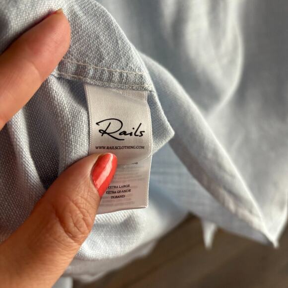 RAILS | Wyatt Oxford 100% Cotton Long Sleeve Shirt Color Tidal Etch XL - Picture 5 of 7